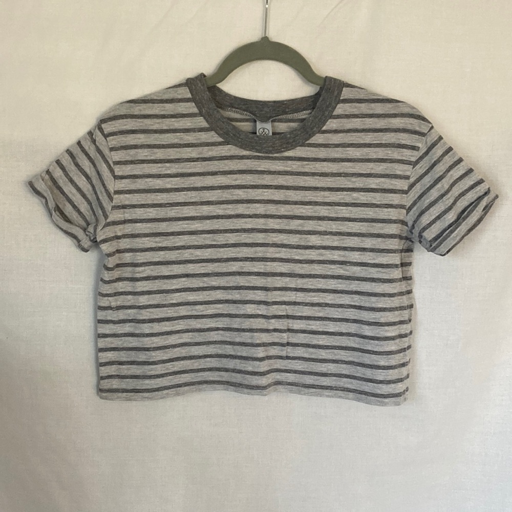 Cropped gray striped t-shirt
